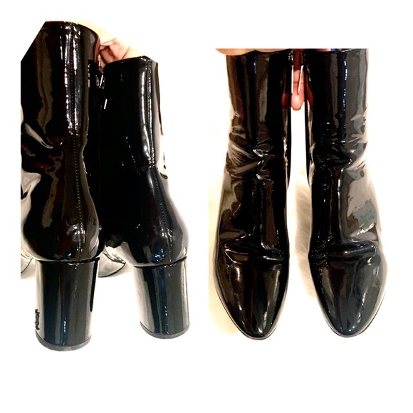 💯 YSL Saint Laurent Black Patent Leather Boots - Picture 4 of 8